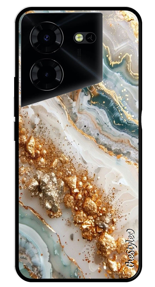 Marble Design Metal Mobile Case for Tecno Pova 5 Pro (Design No -92)