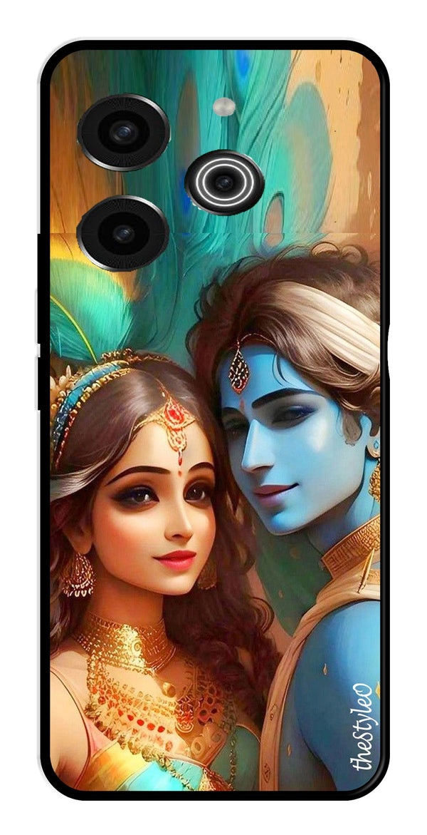 Lord Radha Krishna Metal Mobile Case for Tecno Pova 6 (Design No -01)
