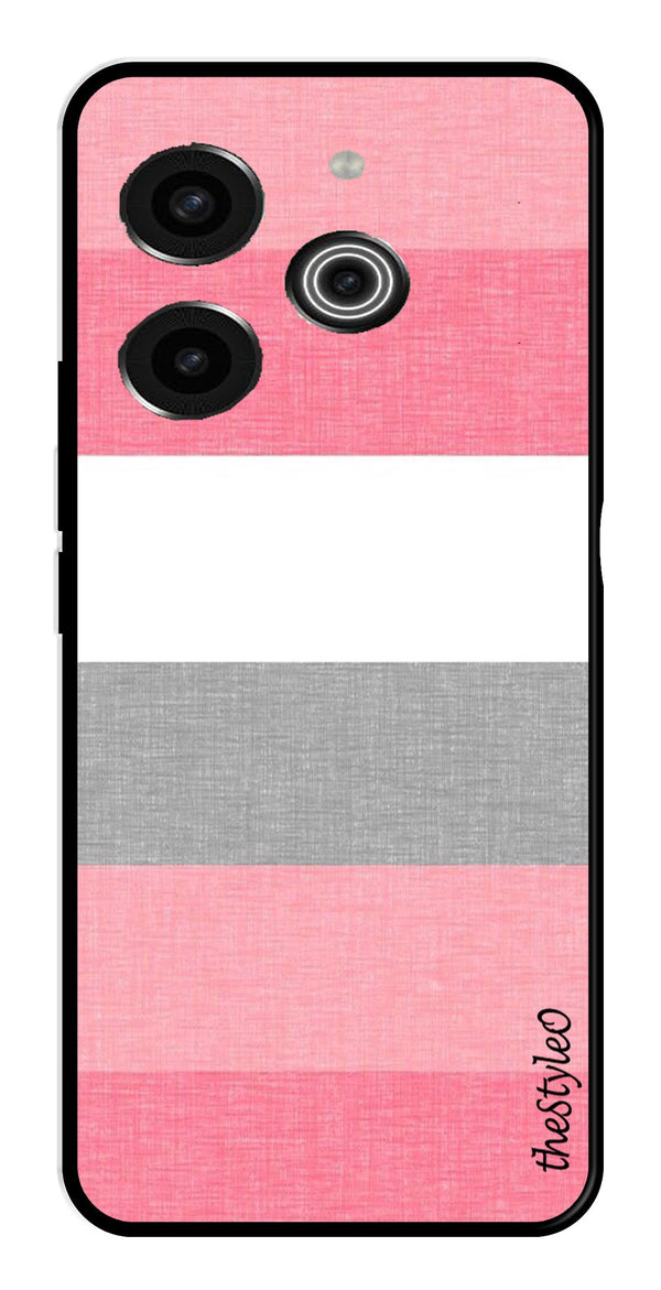Hearts Pattern Metal Mobile Case for Tecno Pova 6 (Design No -22)