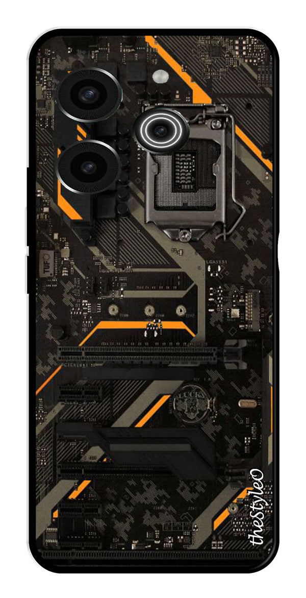Circuit Design Metal Mobile Case for Tecno Pova 6 (Design No -63)