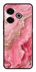 Pink Marble Metal Mobile Case for Tecno Pova 6 (Design No -66)