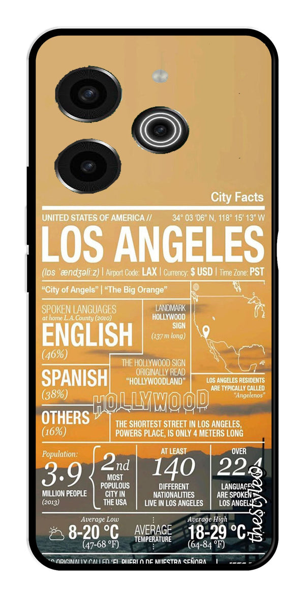 Los Angeles Metal Mobile Case for Tecno Pova 6 (Design No -68)