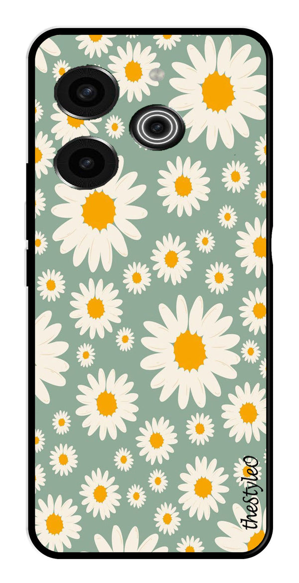 Floral Design Metal Mobile Case for Tecno Pova 6 (Design No -87)