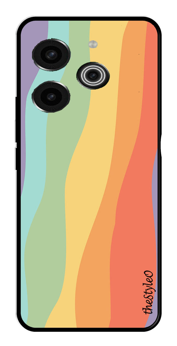 Muted Rainbow Metal Mobile Case for Tecno Pova 6 Pro (Design No -02)