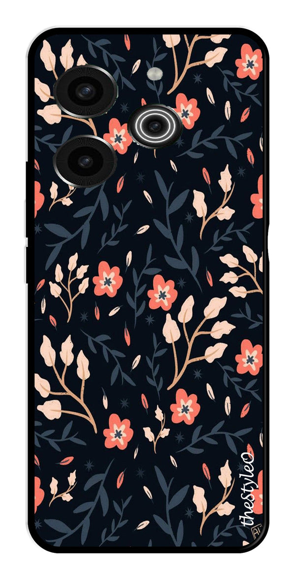 Floral Pattern Metal Mobile Case for Tecno Pova 6 Pro (Design No -10)