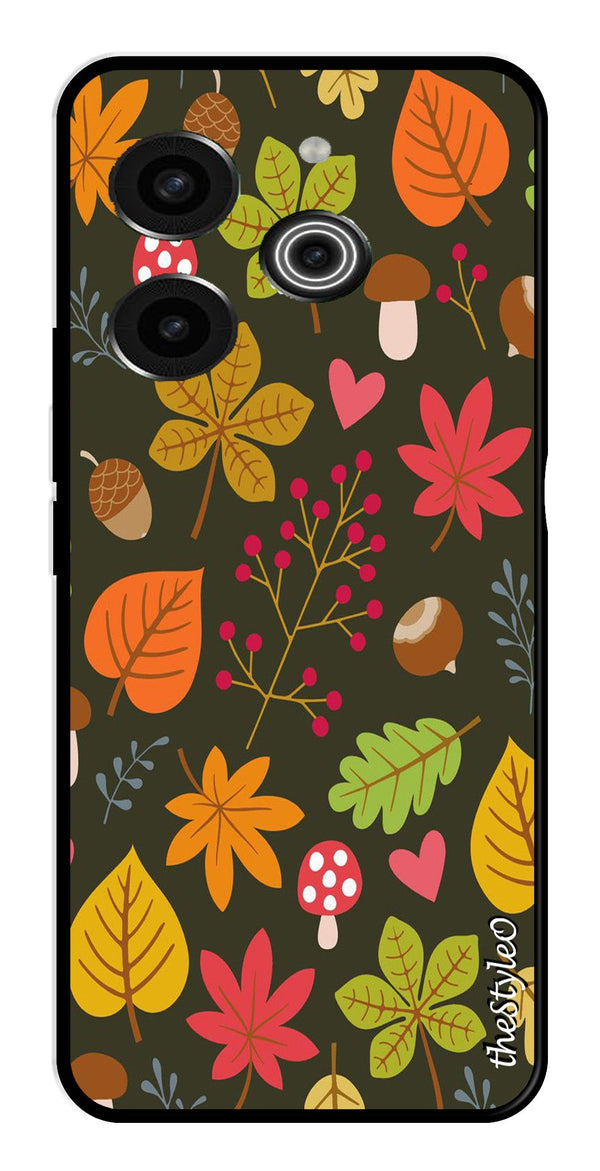 Flower Leaves Design Metal Mobile Case for Tecno Pova 6 Pro (Design No -50)