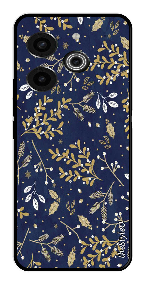 Leaves Design Metal Mobile Case for Tecno Pova 6 Pro (Design No -51)