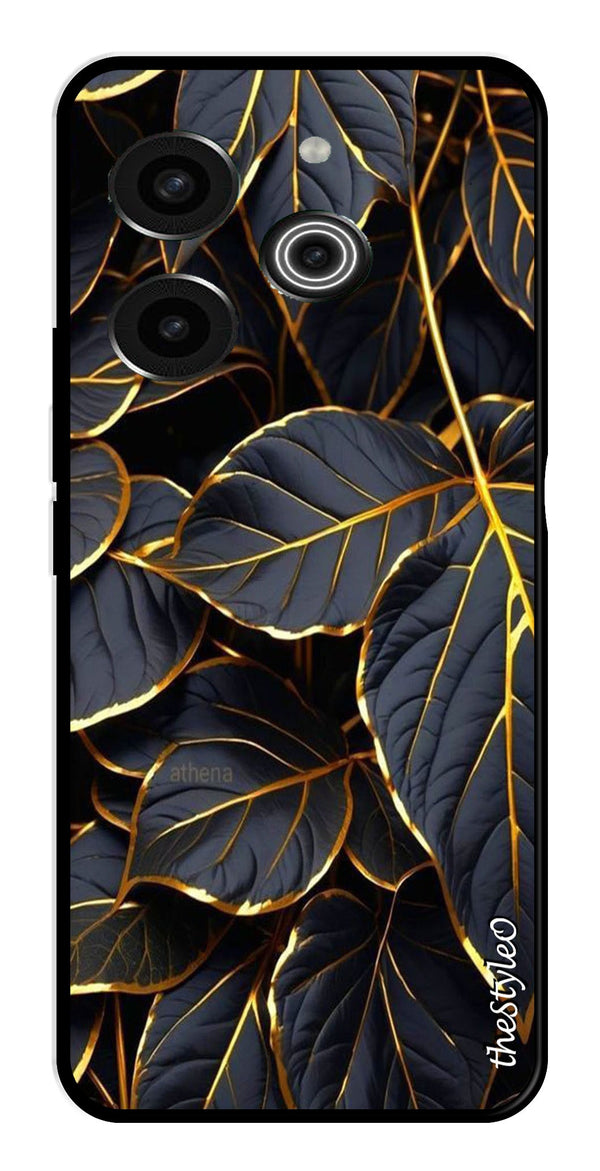 Gold Leaf Metal Mobile Case for Tecno Pova 6 Pro (Design No -73)
