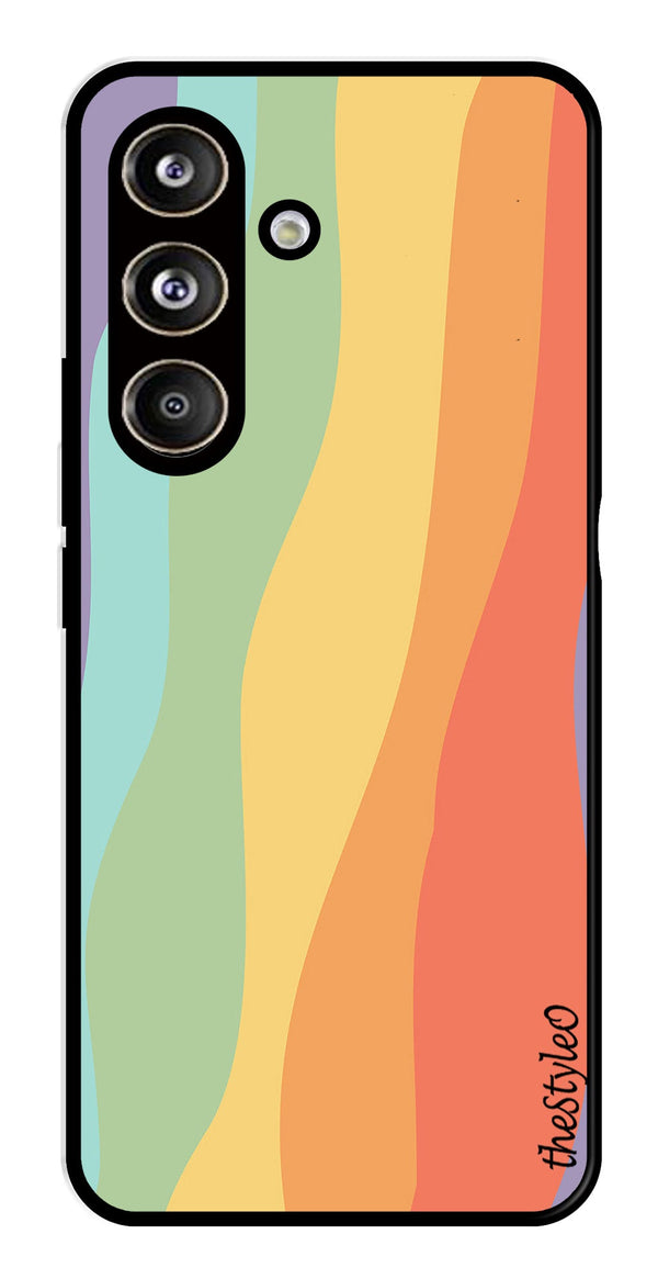 Muted Rainbow Metal Mobile Case for Samsung Galaxy S24 FE (Design No -02)