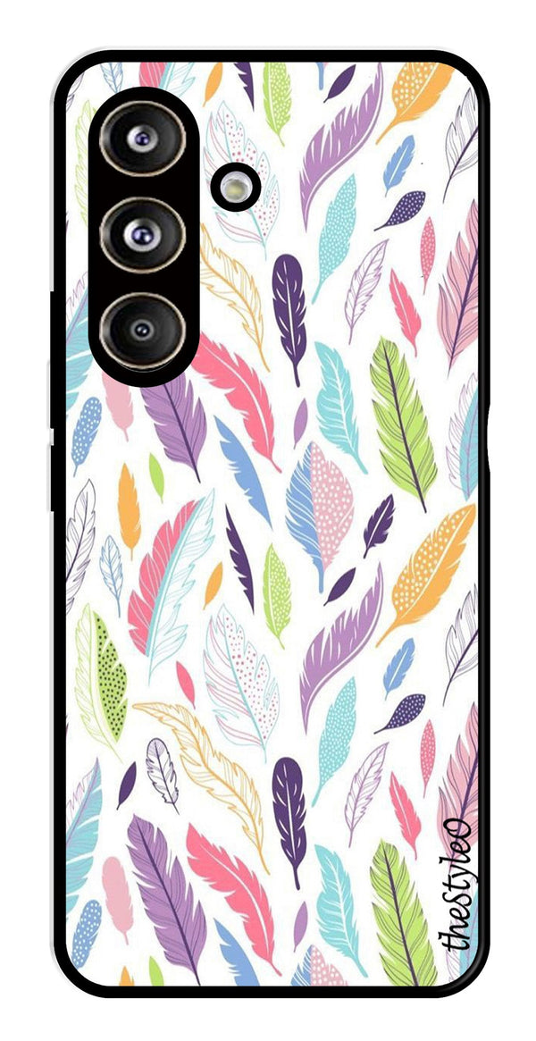 Colorful Feathers Metal Mobile Case for Samsung Galaxy S24 FE (Design No -06)