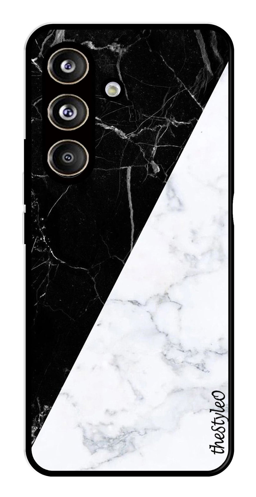 Black White Marble Design Metal Mobile Case for Samsung Galaxy S24 FE (Design No -09)