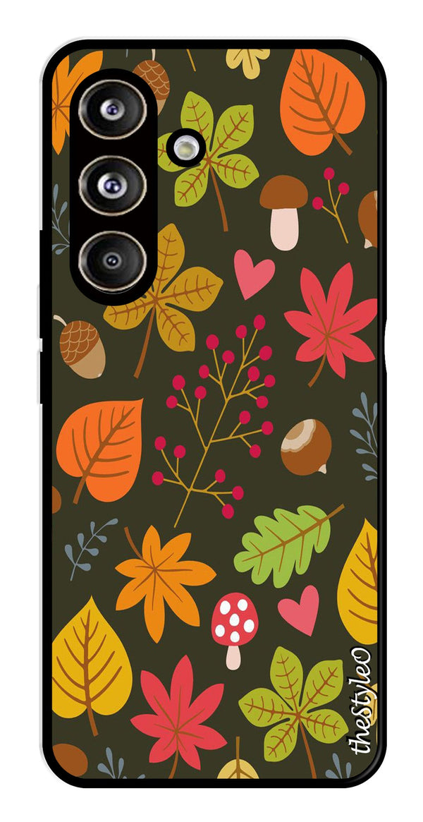 Flower Leaves Design Metal Mobile Case for Samsung Galaxy S24 FE (Design No -50)