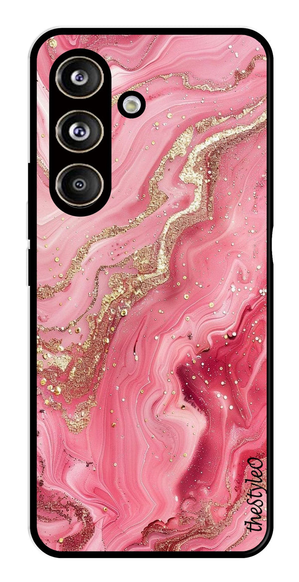 Pink Marble Metal Mobile Case for Samsung Galaxy S24 FE (Design No -66)