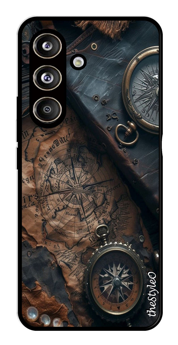 Vintage Compass Metal Mobile Case for Samsung Galaxy S24 FE (Design No -90)