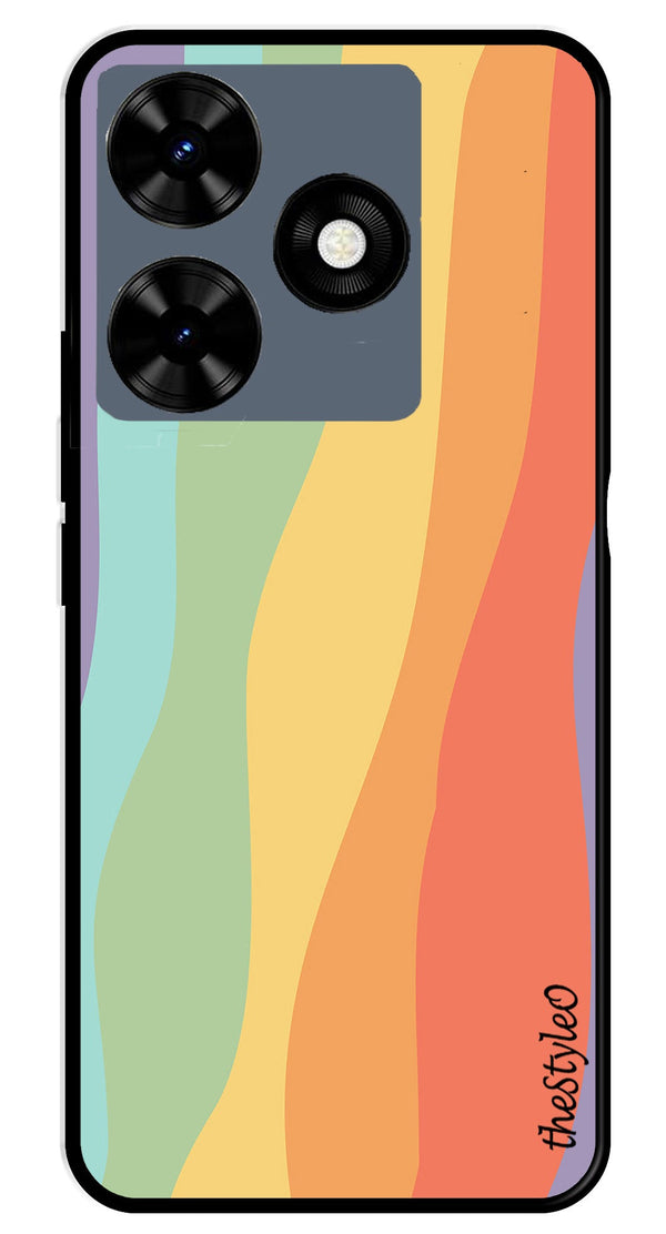 Muted Rainbow Metal Mobile Case for Tecno Spark 10 (Design No -02)