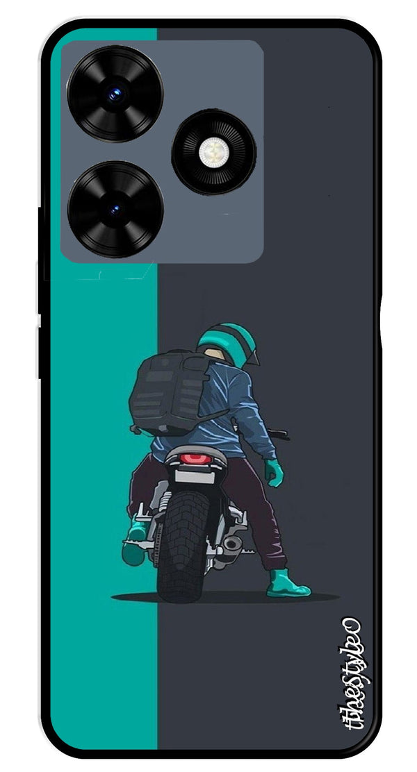 Bike Lover Metal Mobile Case for Tecno Spark 10 (Design No -05)