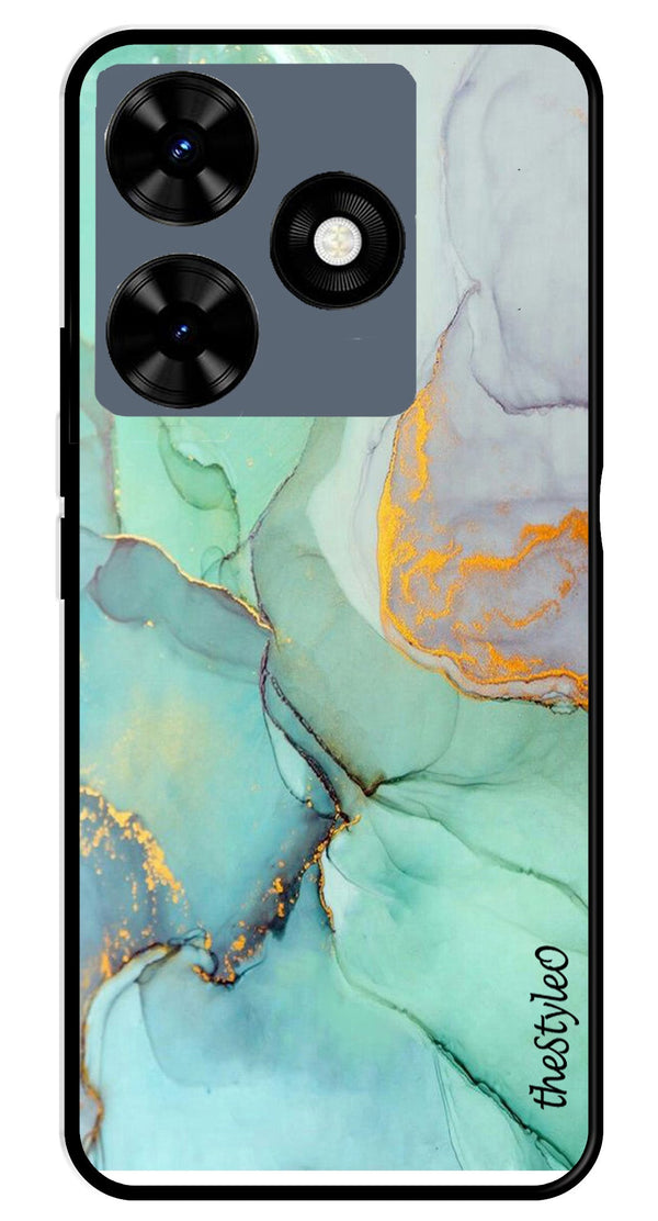 Orange Green Pattern Metal Mobile Case for Tecno Spark 10 (Design No -45)