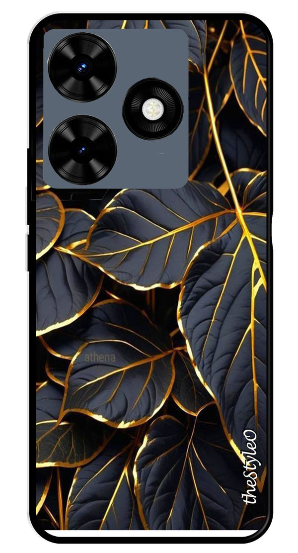 Gold Leaf Metal Mobile Case for Tecno Spark 10 (Design No -73)