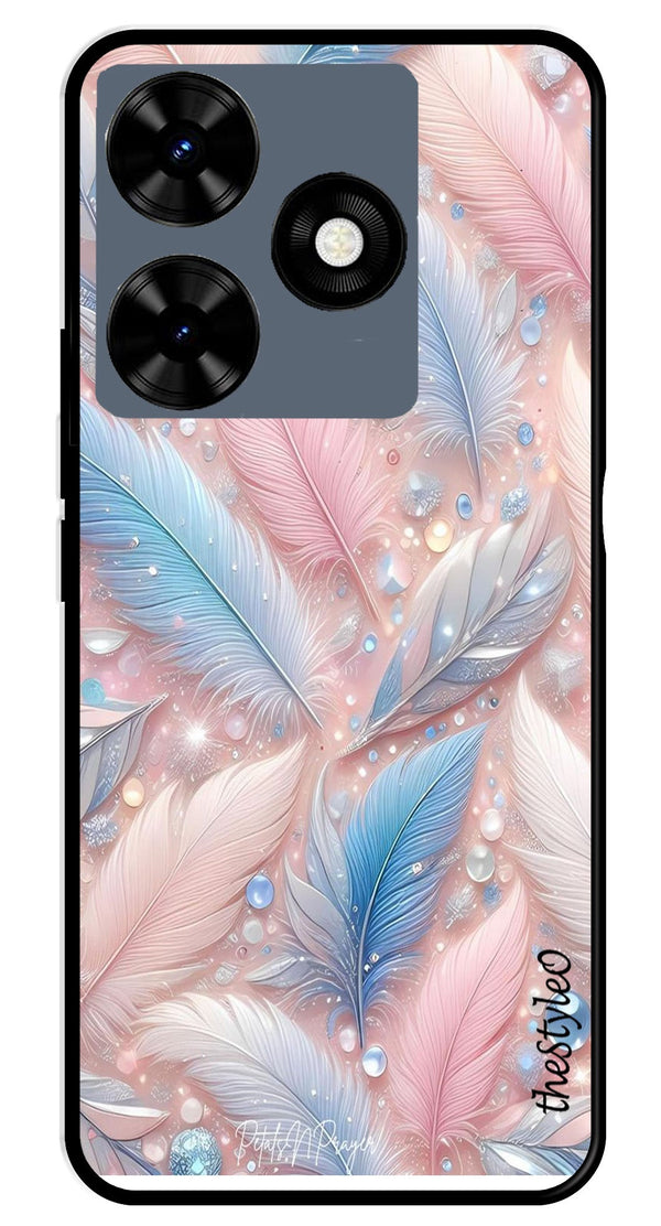 Feather Design Metal Mobile Case for Tecno Spark 10 (Design No -85)