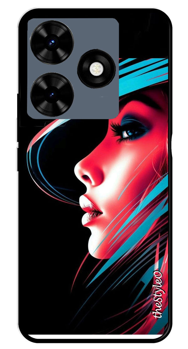 Elegant Woman Metal Mobile Case for Tecno Spark 10 (Design No -86)