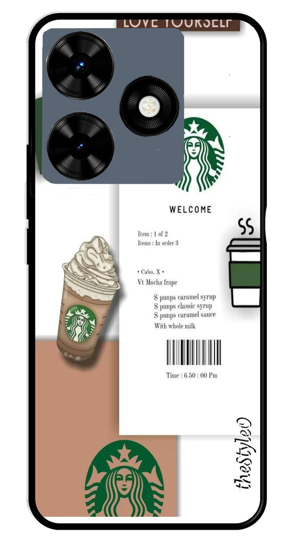 Starbucks Metal Mobile Case for Tecno Spark 10 (Design No -91)