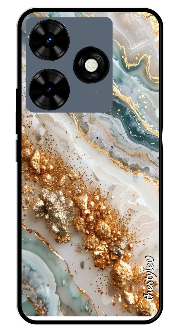 Marble Design Metal Mobile Case for Tecno Spark 10 (Design No -92)