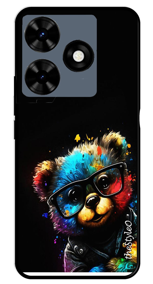 Teddy Bear Metal Mobile Case for Tecno Spark 10 (Design No -94)