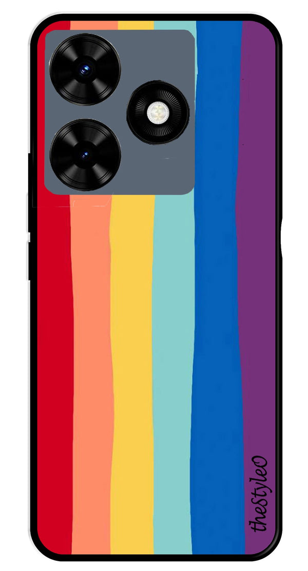 Rainbow MultiColor Metal Mobile Case for Tecno Spark 10C (Design No -03)