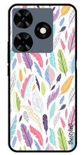 Colorful Feathers Metal Mobile Case for Tecno Spark 10C (Design No -06)
