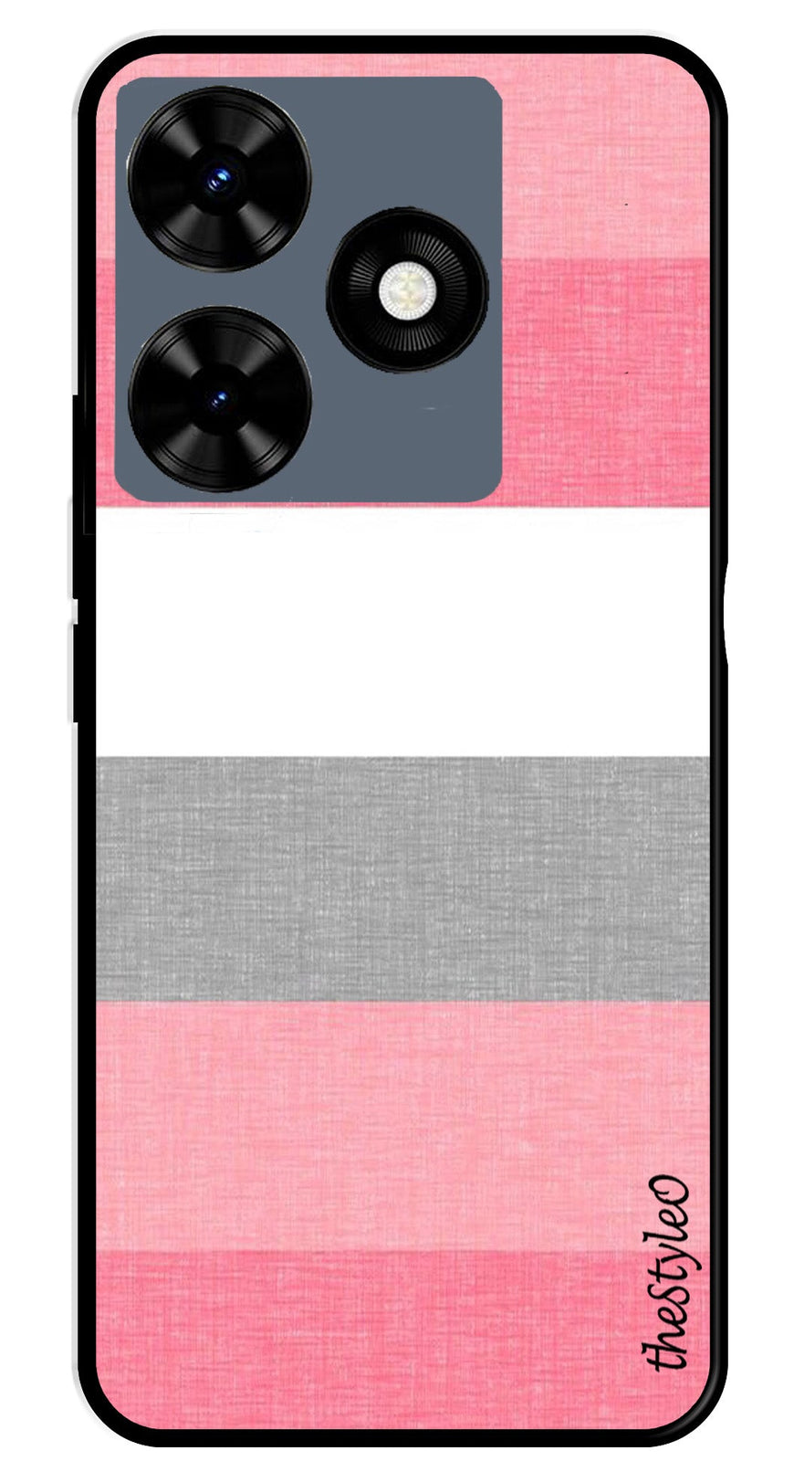 Hearts Pattern Metal Mobile Case for Tecno Spark 10C (Design No -22)