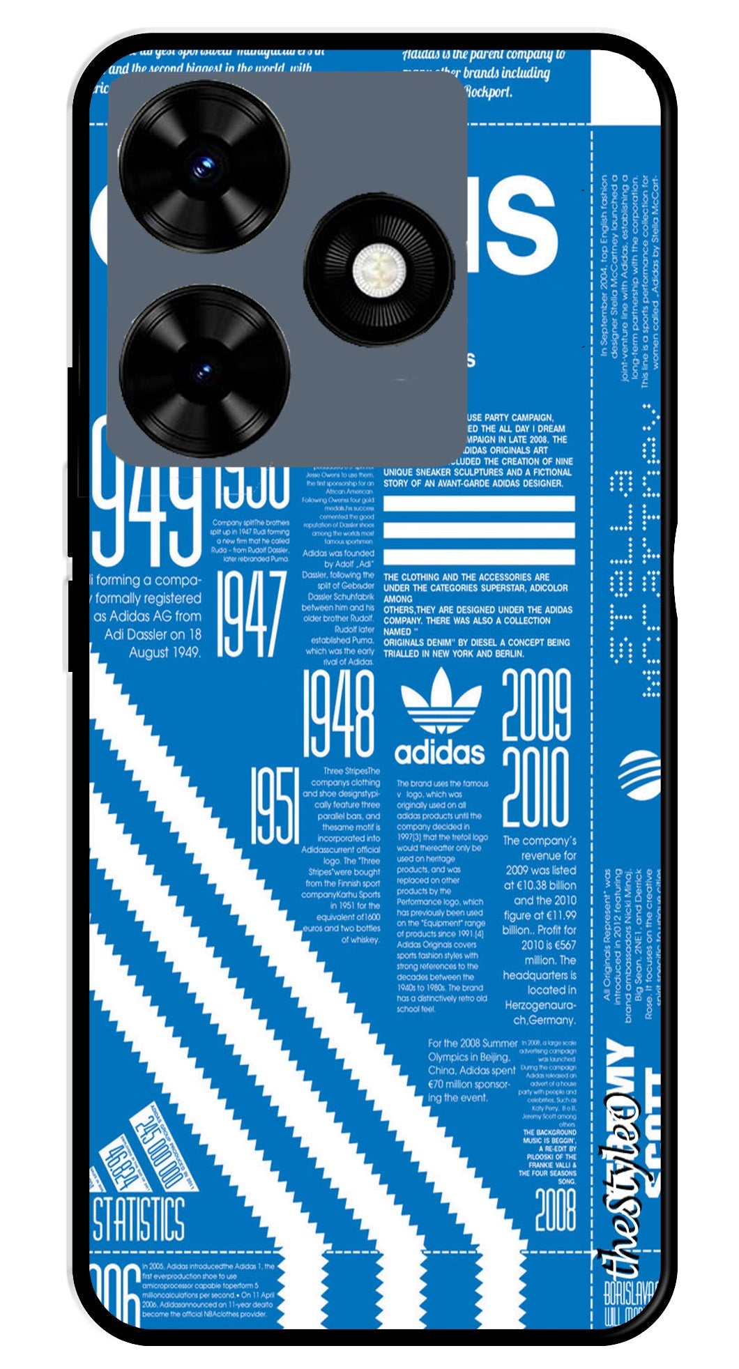 Adidas Design Metal Mobile Case for Tecno Spark 10C (Design No -58)