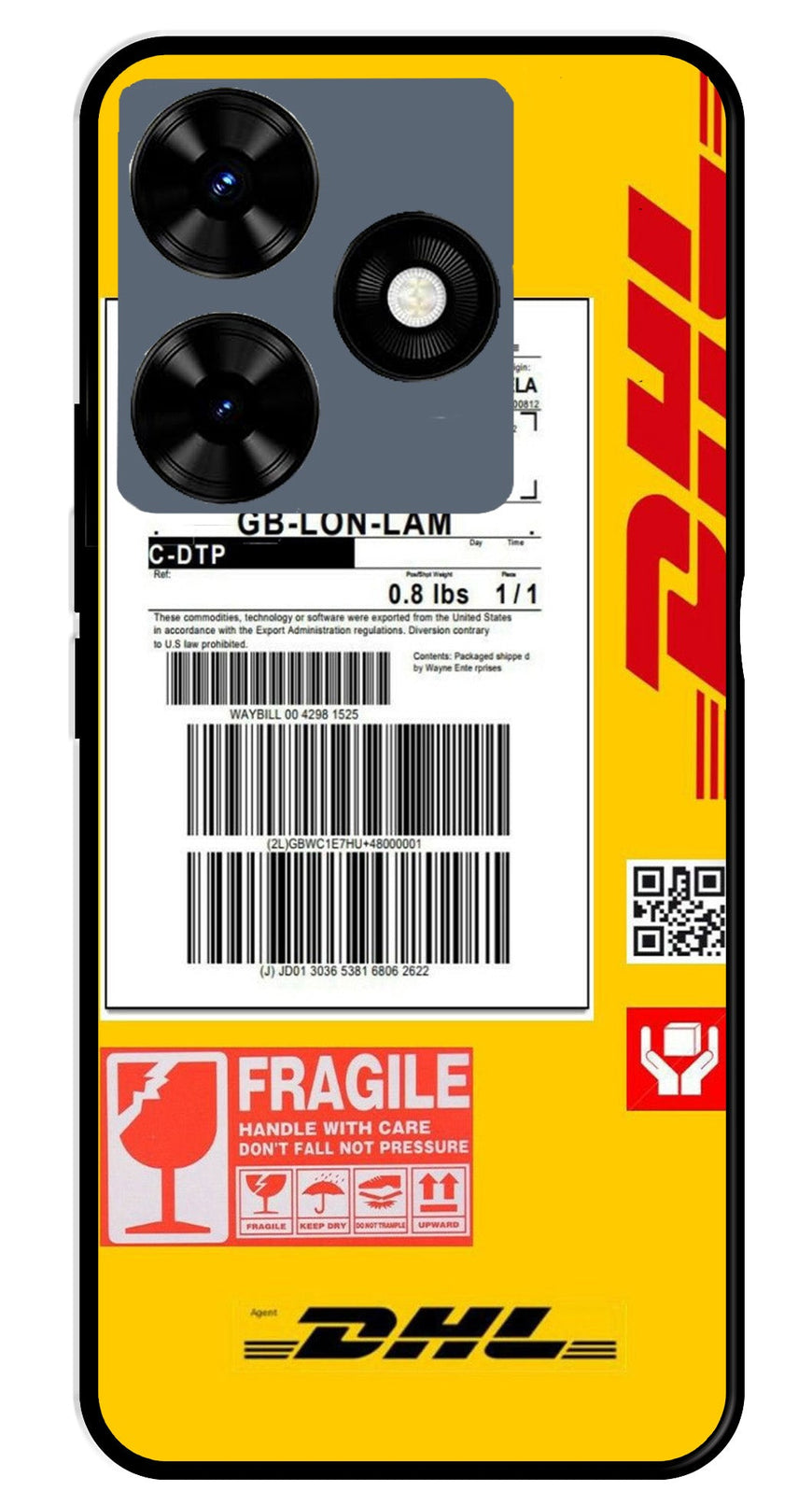 DHL Label Metal Mobile Case for Tecno Spark 10C (Design No -61)