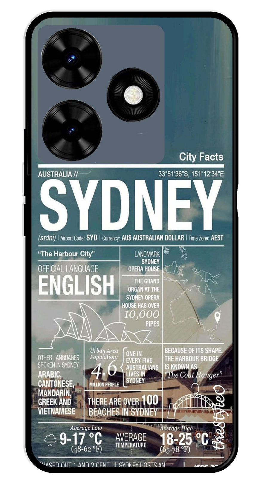 Sydney Metal Mobile Case for Tecno Spark 10C (Design No -69)