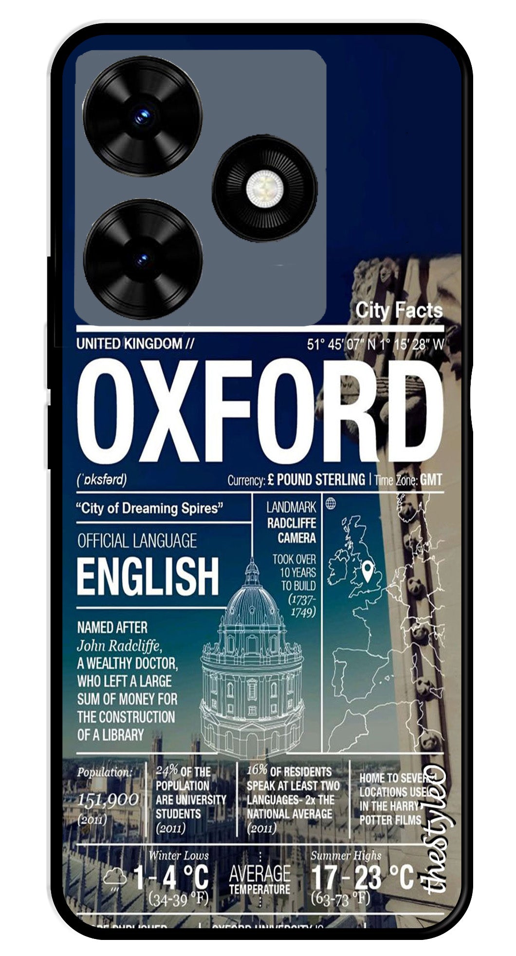 Oxford Metal Mobile Case for Tecno Spark 10C (Design No -70)