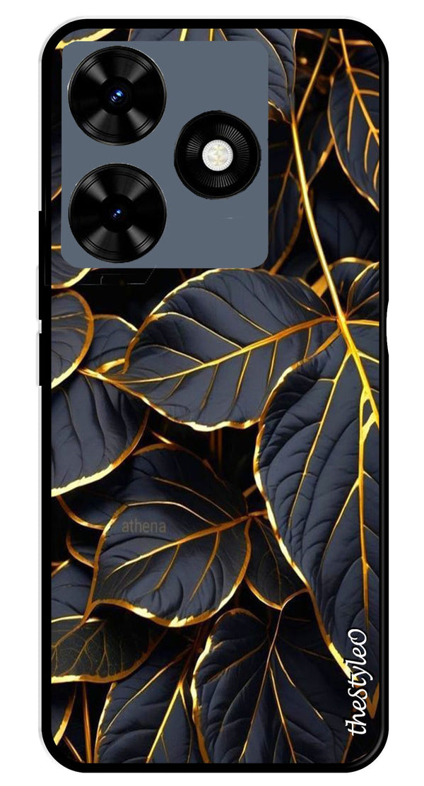 Gold Leaf Metal Mobile Case for Tecno Spark 10C (Design No -73)