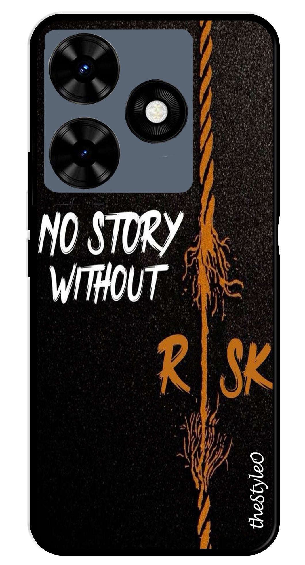 No Story without Risk Metal Mobile Case for Tecno Spark 10C (Design No -82)
