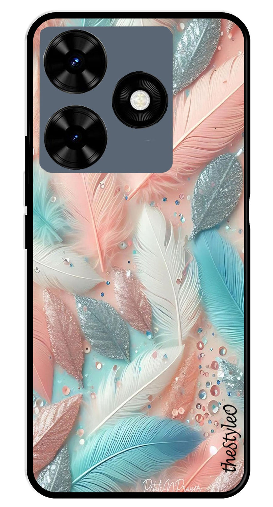 Feather Metal Mobile Case for Tecno Spark 10C (Design No -84)