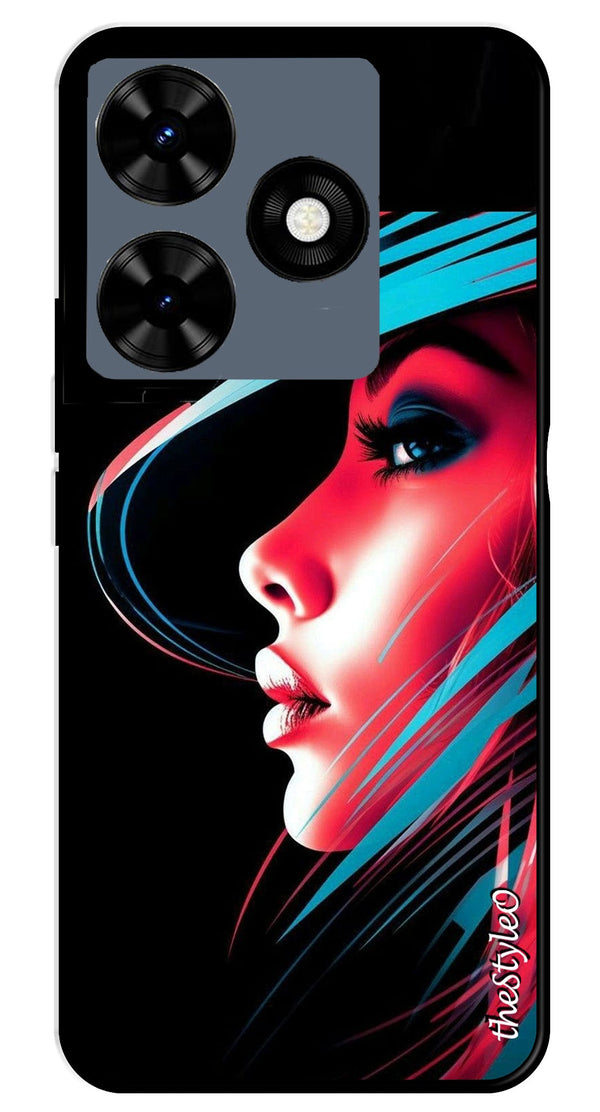 Elegant Woman Metal Mobile Case for Tecno Spark 10C (Design No -86)