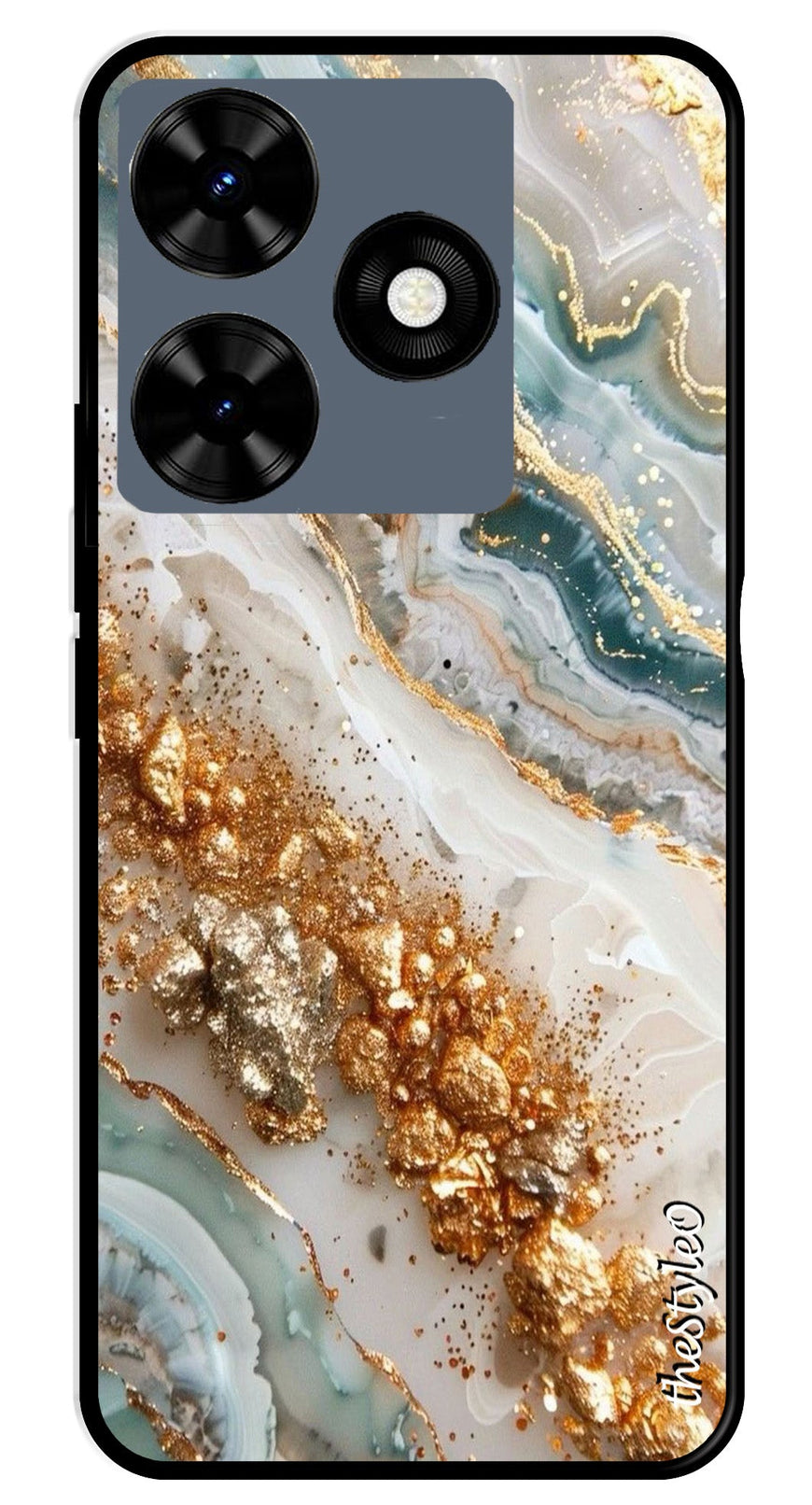 Marble Design Metal Mobile Case for Tecno Spark 10C (Design No -92)