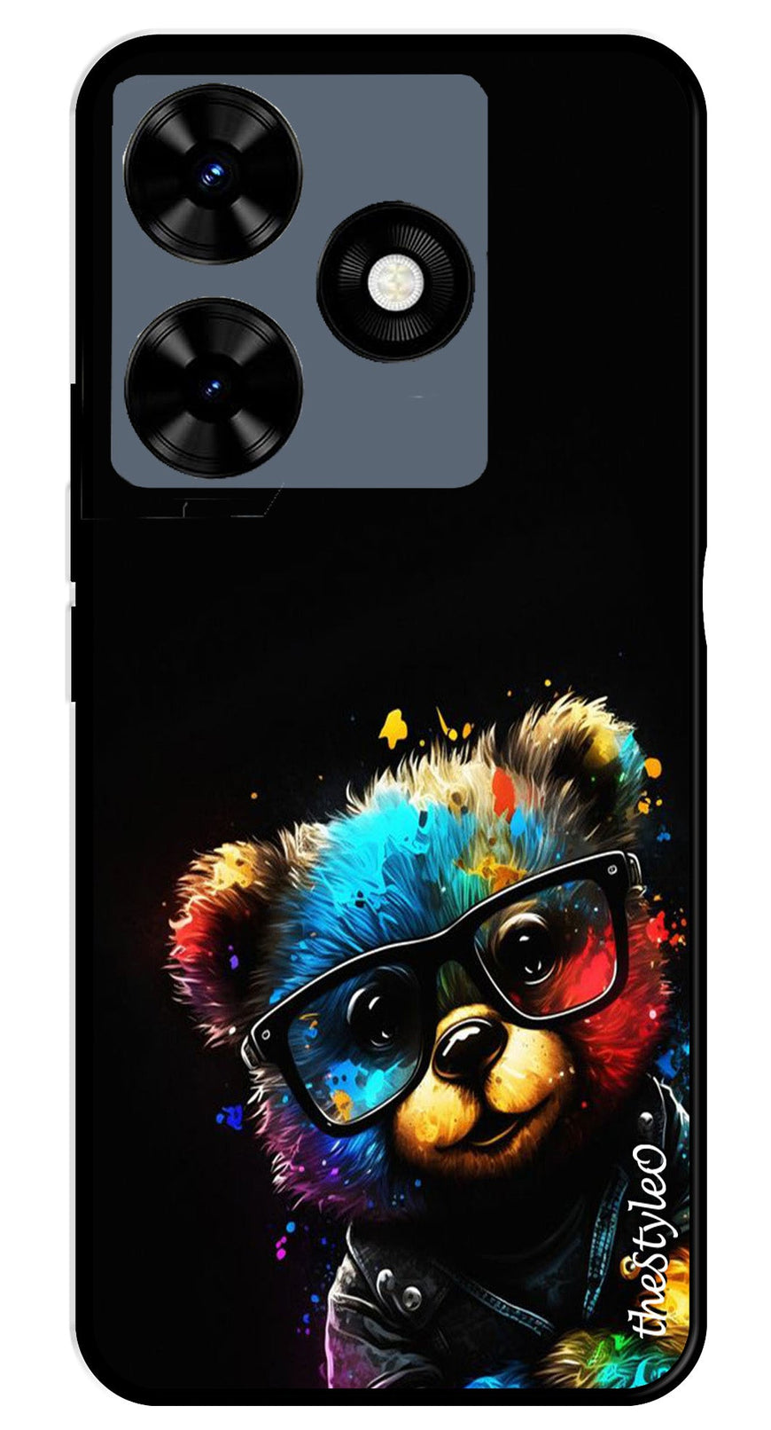Teddy Bear Metal Mobile Case for Tecno Spark 10C (Design No -94)