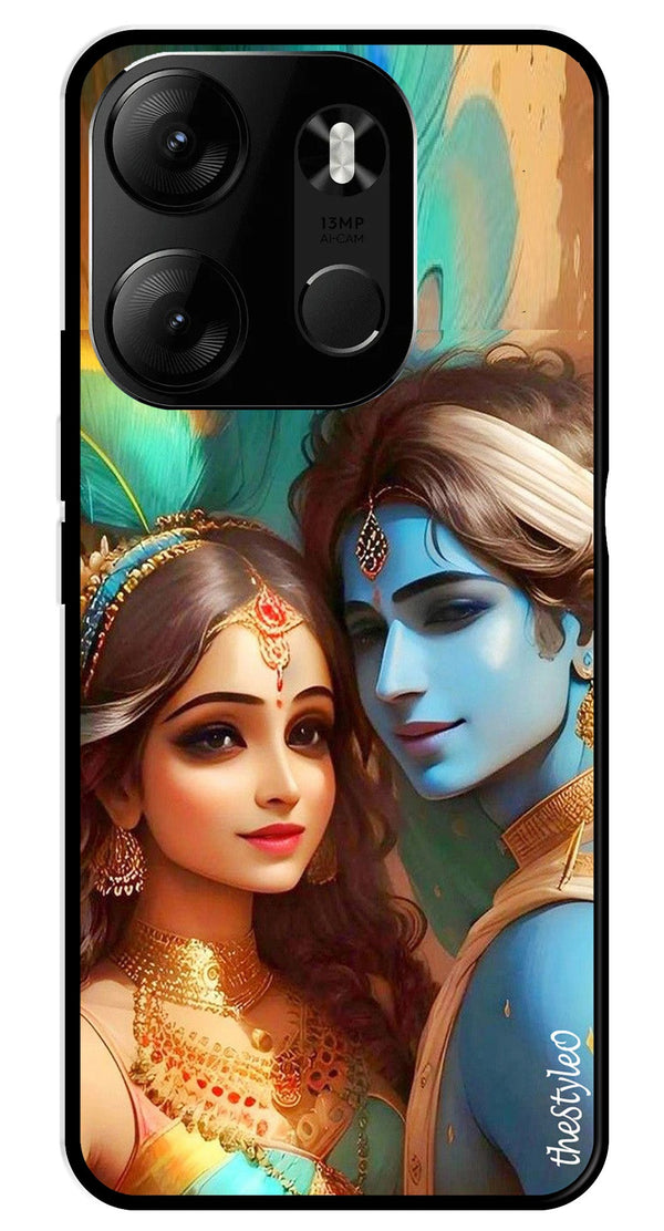 Lord Radha Krishna Metal Mobile Case for Tecno Spark Go (Design No -01)