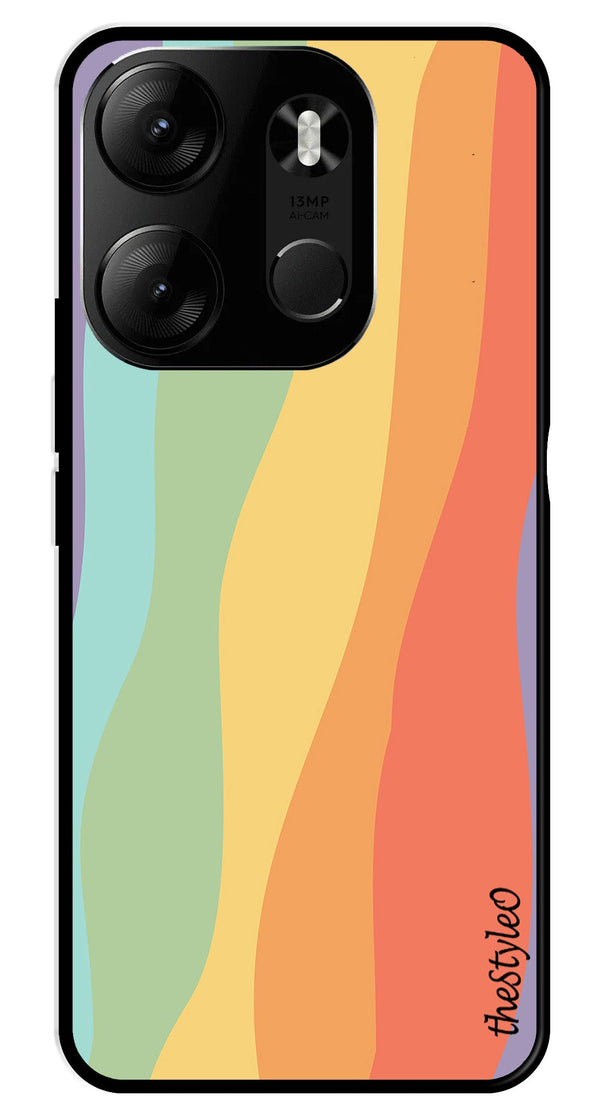 Muted Rainbow Metal Mobile Case for Tecno Spark Go (Design No -02)