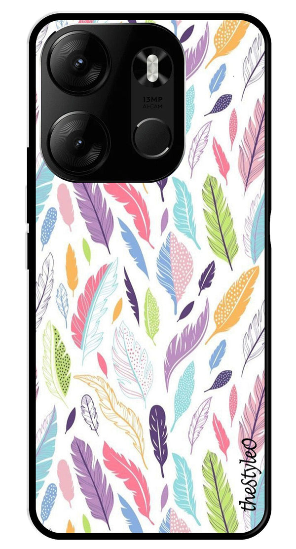 Colorful Feathers Metal Mobile Case for Tecno Spark Go (Design No -06)