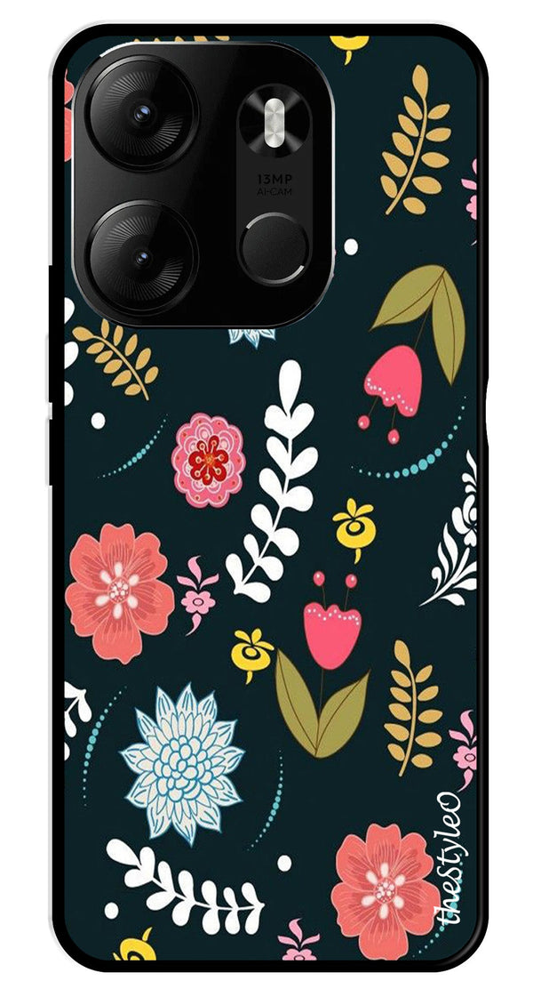 Floral Pattern2 Metal Mobile Case for Tecno Spark Go (Design No -12)