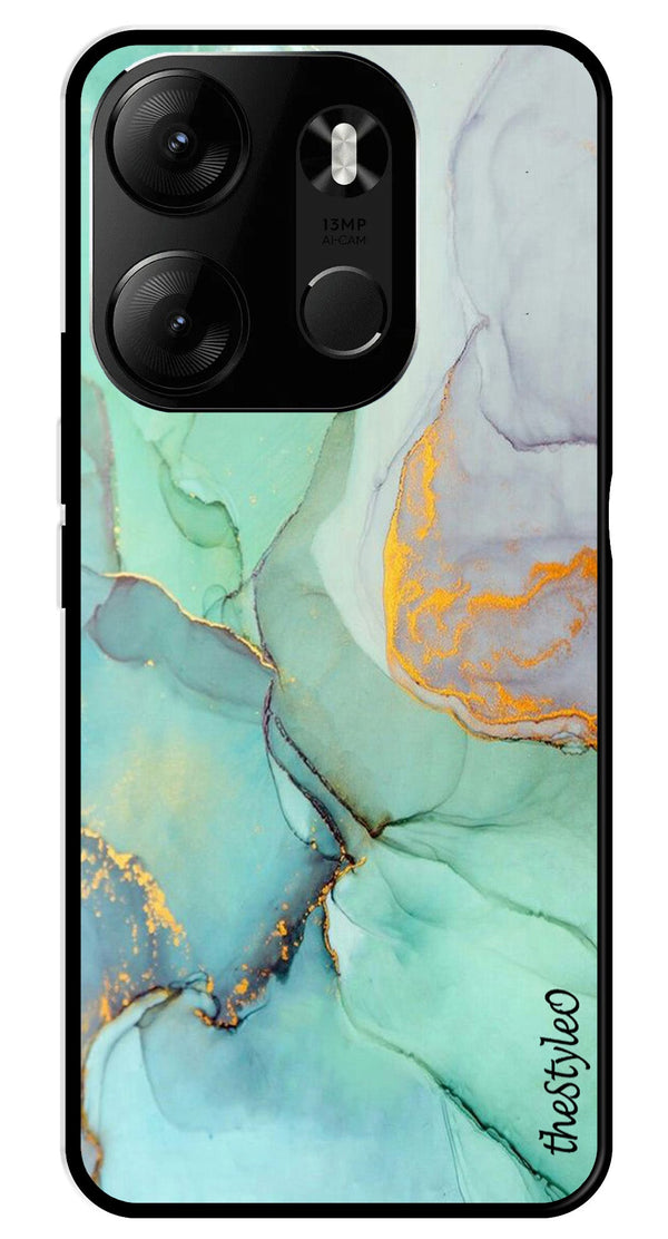 Orange Green Pattern Metal Mobile Case for Tecno Spark Go (Design No -45)