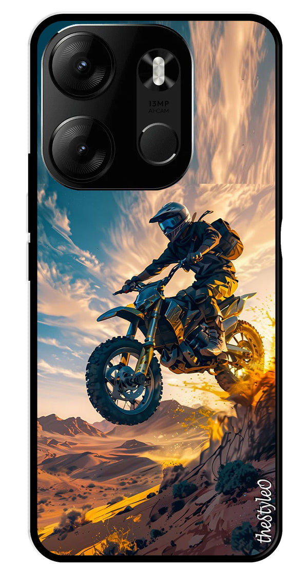 Bike Rider Metal Mobile Case for Tecno Spark Go (Design No -59)