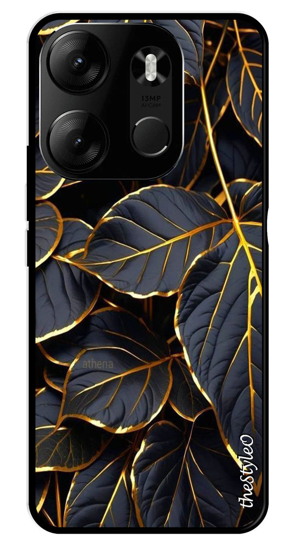 Gold Leaf Metal Mobile Case for Tecno Spark Go (Design No -73)