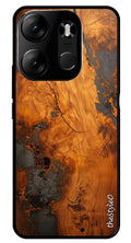 Wooden Design Metal Mobile Case for Tecno Spark Go (Design No -74)