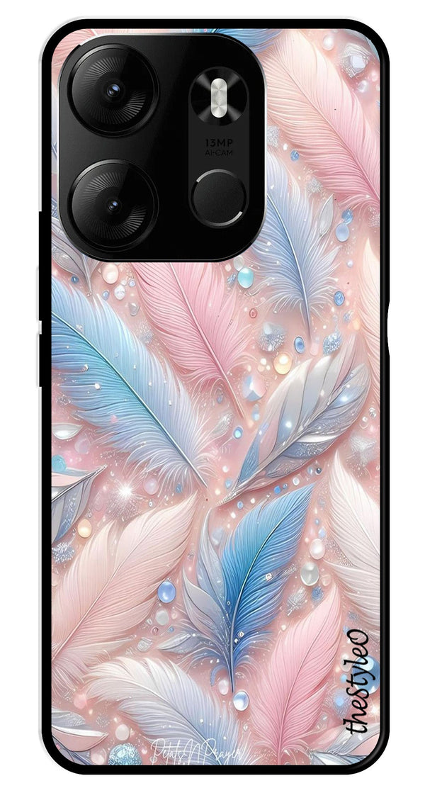 Feather Design Metal Mobile Case for Tecno Spark Go (Design No -85)