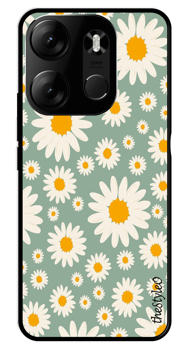 Floral Design Metal Mobile Case for Tecno Spark Go (Design No -87)